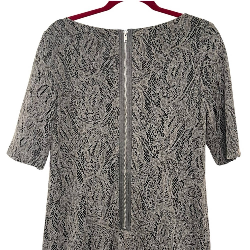 Adrianna Papell Charcoal Crochet Lace Overlay Knee Length Shift Dress Women’s 12 - Picture 5 of 8